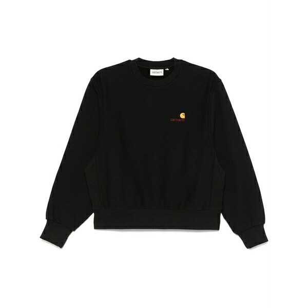 鉄道車両ハート型 レディース 編み物\u0026プルオーバー アウター American script sweatshirt Black