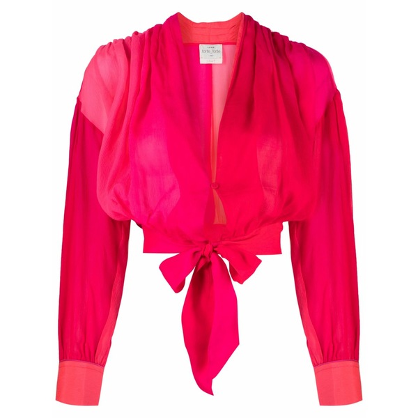 フォルテ フォルテ レディース プルオーバー トップス Tie-fastening silk blouse Pink