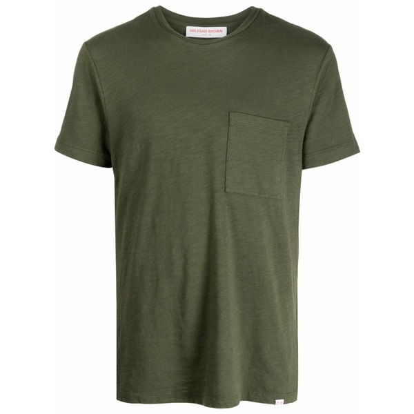 オール赤ちょうちん 赤銅色 メンズ プルオーバー トップス Chest-pocket cotton t-shirt Green