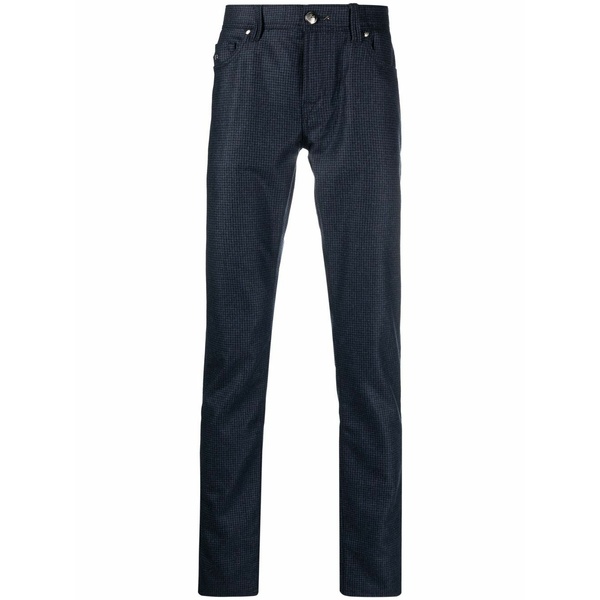 トラマロッサ メンズ 心地好いズボン下 ボトムス Checked straight-leg trousers Blue
