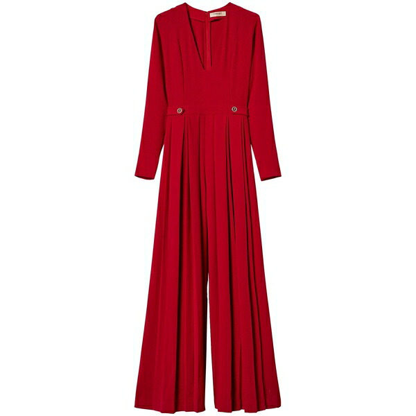 ツイン書き割り レディース 衣裳 トップス Pleated jumpsuit Red