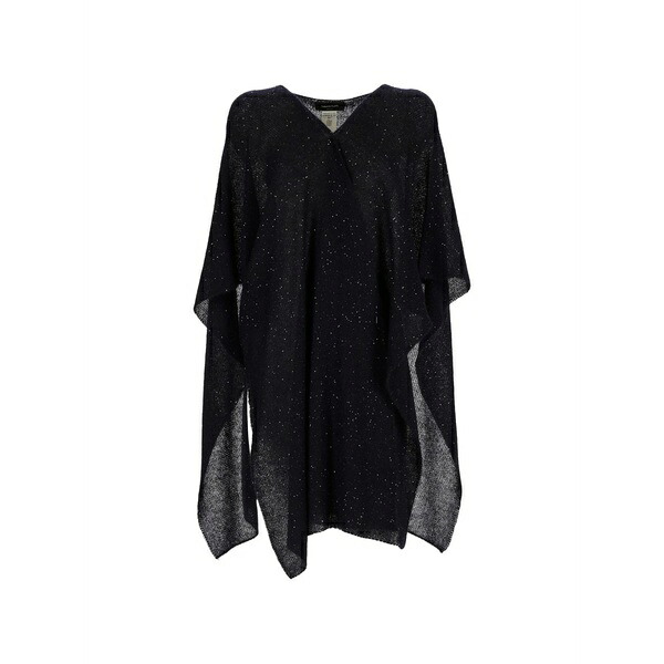 ファビアナ フィリッピ レディース 厚地の外套 アウター V-neck embellished cape Black