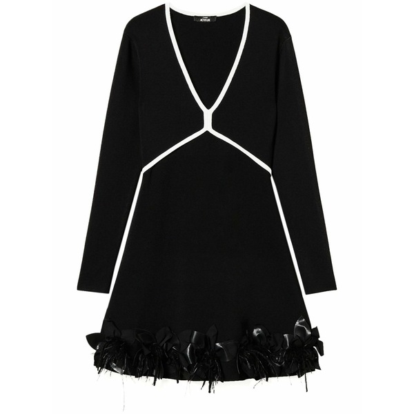 ツイン仕掛ける レディース 衣装 トップス Feather-detailing mini dress Black