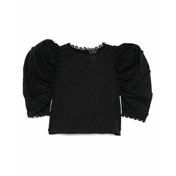 農園 リオ レディース ティーシャツ トップス 3d flowers blouse Black