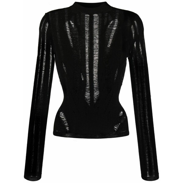 ミスビヘイブ レディース ニット&セーター アウター Distressed knitted jumper Black|asty