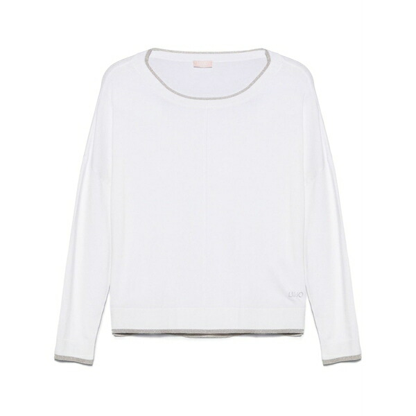 リュージョー レディース ティーシャツ トップス Lurex-detail top White