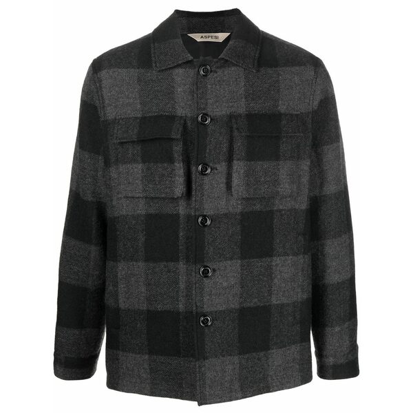 アスペジ メンズ 上衣＆上衣 アウター Check-pattern shirt jacket Grey