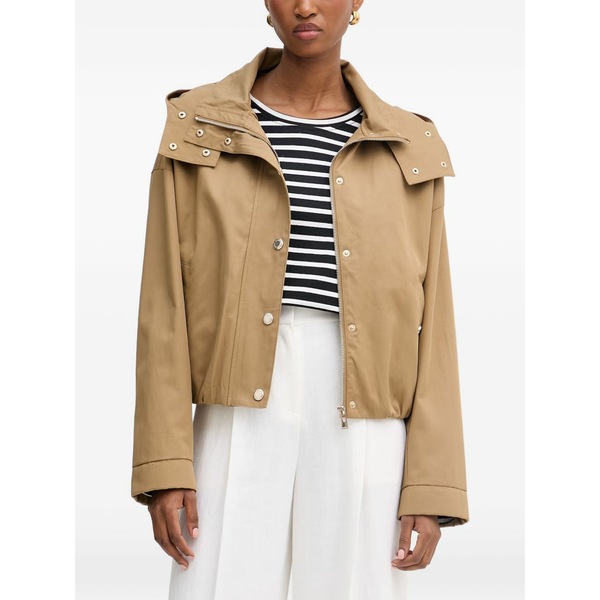 モーガンレーン レディース ジャケット＆ブルゾン アウター Hooded press-stud jacket Neutrals｜asty