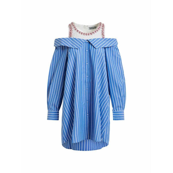エッセンシャルアントワープ レディース 衣裳 トップス Jori striped layered mini shirt dress Blue
