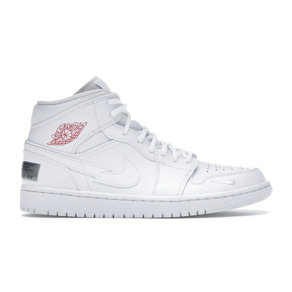 Jordan ジョーダン メンズ スニーカー  【Jordan 1 Mid SE Nike Swoosh On Tour (2020)】  大きさ US_12.5(30.5珊) White/White-Gym Red-White