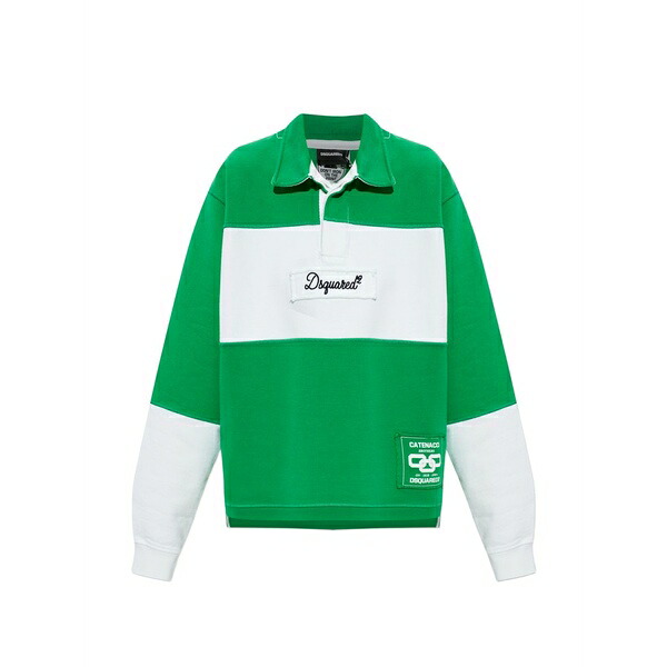 ディースクエアード レディース 編み物\u0026スウェーター アウター Stripe collared sweater Green トップス-レディースファッション-セーター