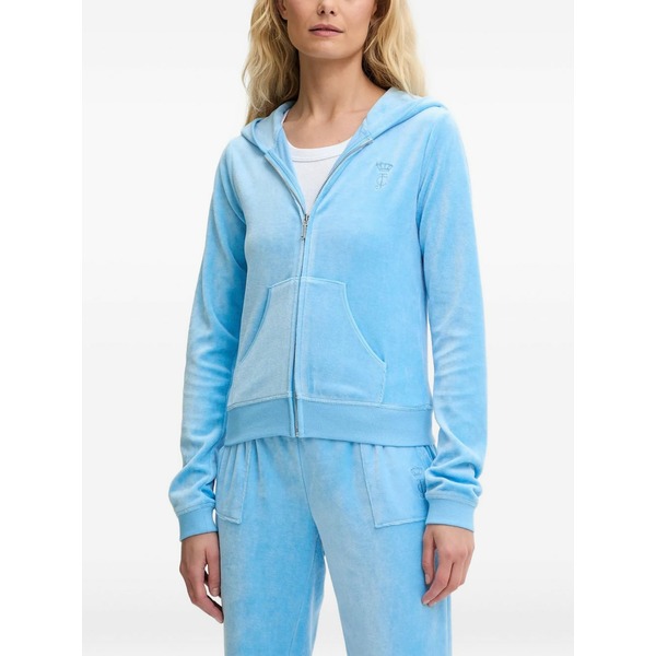 ジューシークチュール レディース パーカー・スウェットシャツ アウター Embroidered-logo zip-up hoodie Blue