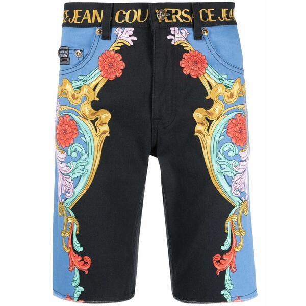 ベルサーチ メンズ カジュアルパンツ ボトムス Graphic print shorts Black｜asty