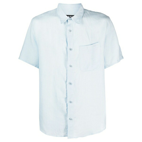 アーペーセー メンズ プルオーバー トップス Short-sleeve linen shirt Blue