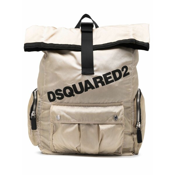 ディースクエアード メンズ バックパック・リュックサック バッグ Logo-print buckled backpack Neutrals｜asty