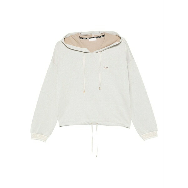 リュージョー レディース パーカー・スウェットシャツ アウター Logo-plaque drawstring hoodie Neutrals