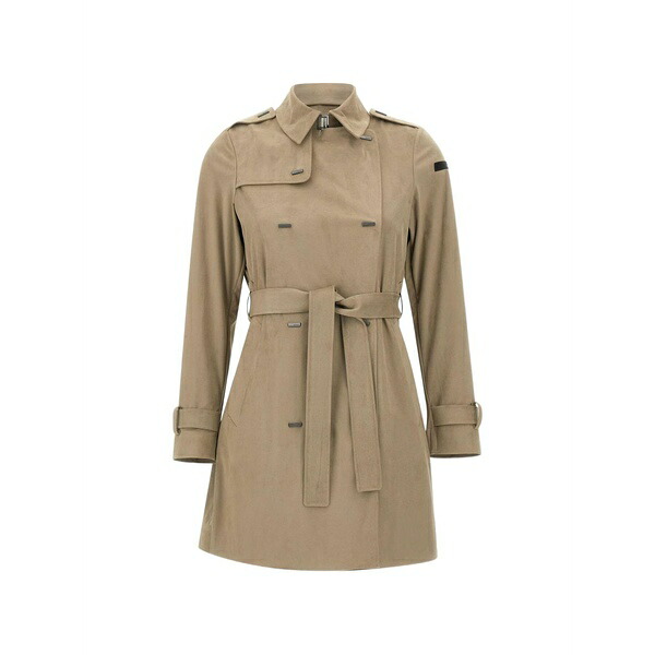 アールアールディ レディース 厚地の外套 アウター Double-breasted belted trench coat Neutrals