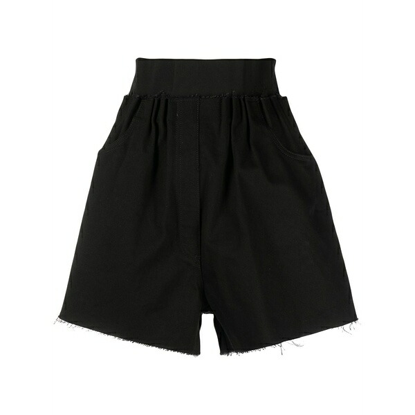 ラフ・シモンズ レディース カジュアルパンツ ボトムス High-waisted cotton shorts Black|asty