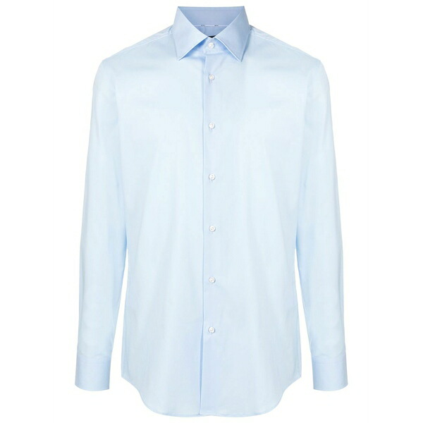 ボス メンズ シャツ トップス Hank long-sleeve cotton shirt Blue