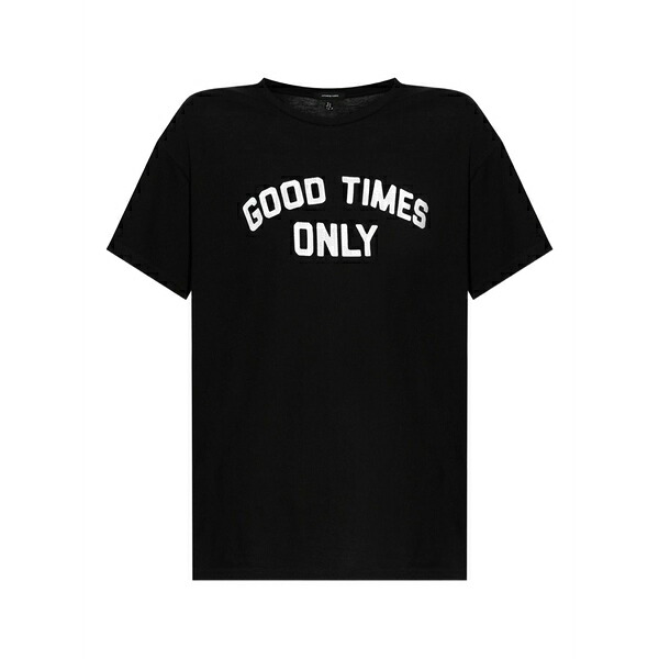 アールサーティーン レディース Tシャツ トップス Printed cotton t-shirt Black|asty