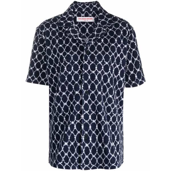 オールバー ブラウン メンズ シャツ トップス Howell geo short-sleeve shirt Blue|asty