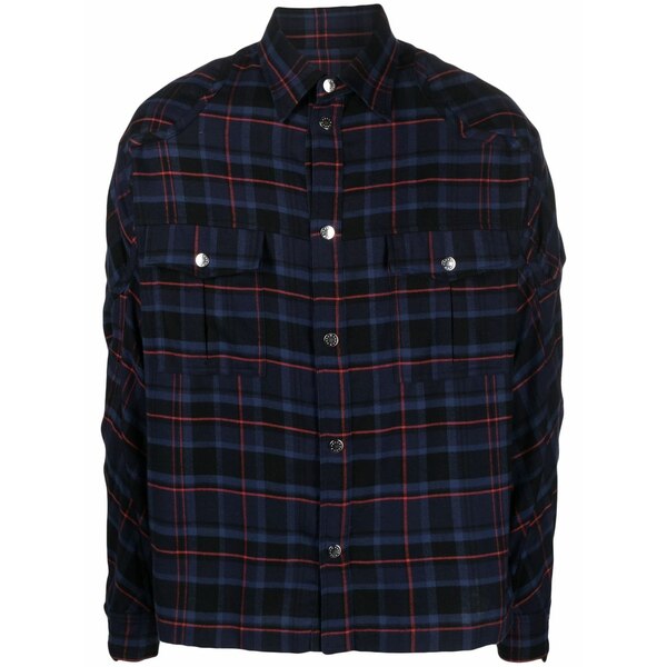 ゲーエムベーハー メンズ シャツ トップス Plaid-check print shirt Blue｜asty