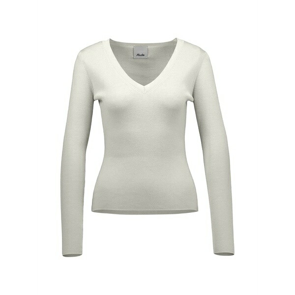 アリュード レディース 編み物\u0026スウェーター アウター V-neck ribbed knitted sweater Neutrals