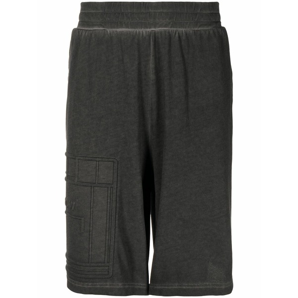 アコールドウォール メンズ カジュアルパンツ ボトムス Debossed-logo elasticated-waist bermuda shorts Black|asty