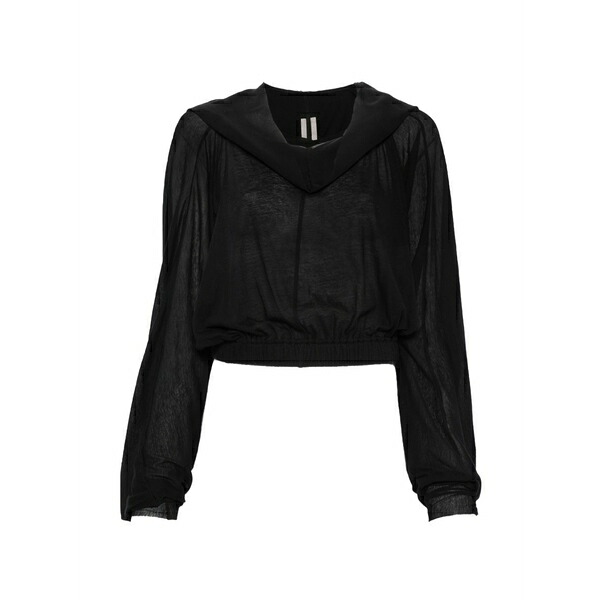 リックオウエンス レディース Tシャツ トップス Hooded-neck t-shirt Black｜asty