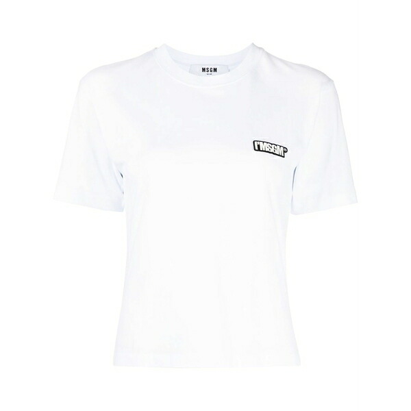 エムエスジイエム レディース プルオーバー トップス Logo-patch short-sleeve t-shirt  White