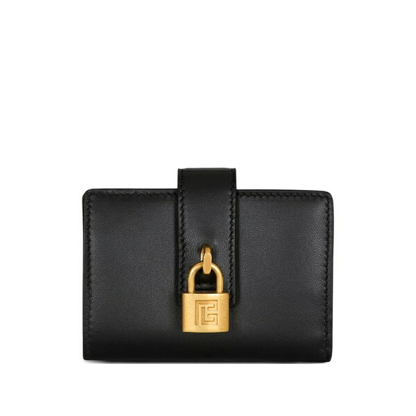 バルマン レディース 金入れ 付属物 Padlock leather wallet Black