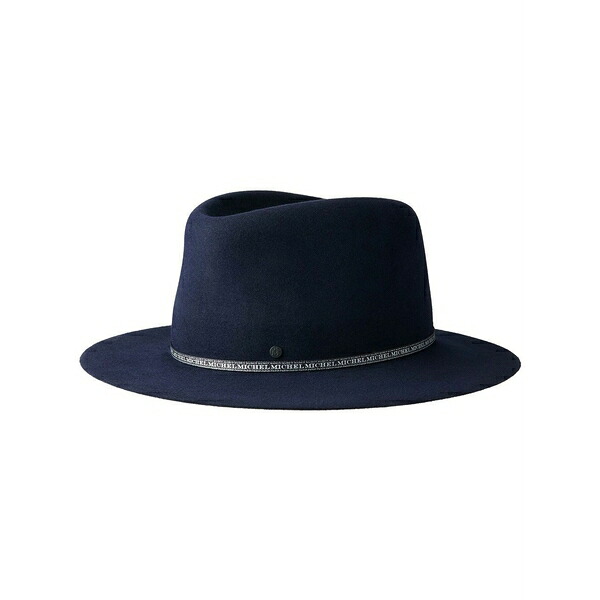 メゾンミッシェル  メンズ かぶり笠 添え物 Andre rollabe wool felt fedora Blue