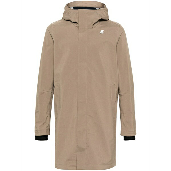 ケイウェイ メンズ コート アウター Logo-patch hooded single-breasted coat Neutrals｜asty