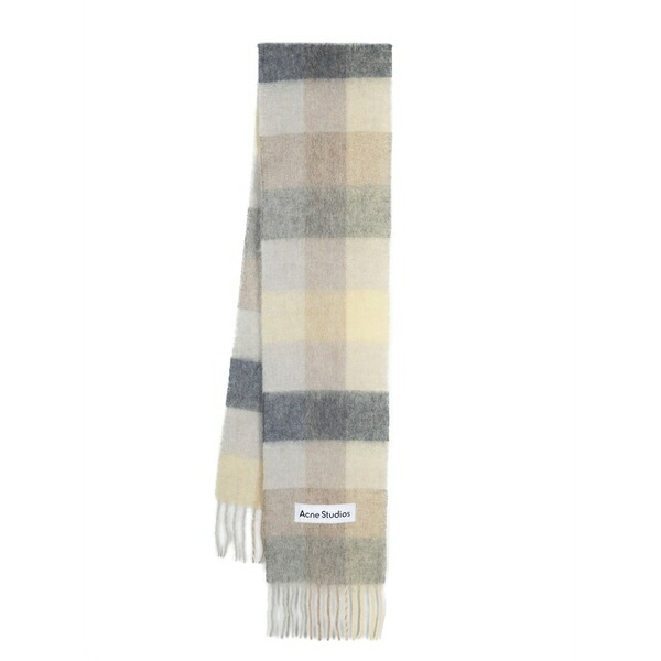 アクネ ストゥディオズ メンズ えり巻き・袈裟・えり巻き 付属物 Checked logo-appliqu茫漏 scarf Neutrals