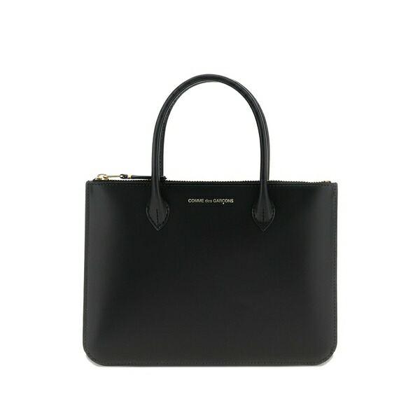 コムデギャルソン メンズ トートバッグ 御徒面子 Leather tote bag Black