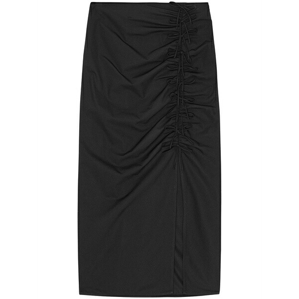 ガニー レディース スカート ボトムス Draped mid-rise midi dress Black｜asty