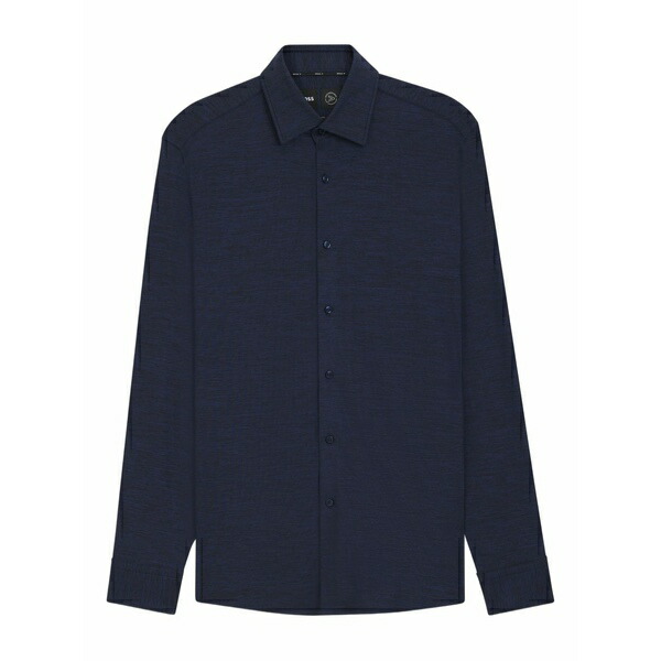 ボス メンズ シャツ トップス Buttoned long-sleeve shirt Blue