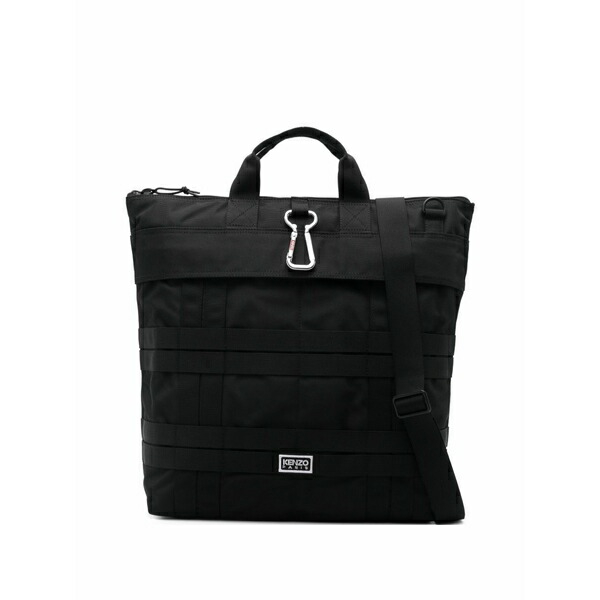 ケンゾー メンズ トートバッグ 御徒面子 Top-handle strap tote bag Black