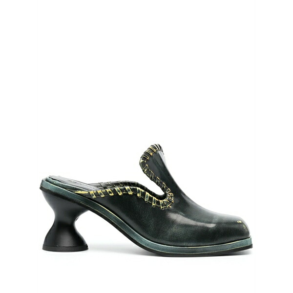 エコーズ・ラッタ レディース サンダル シューズ 75mm square-toe leather mules Black|asty