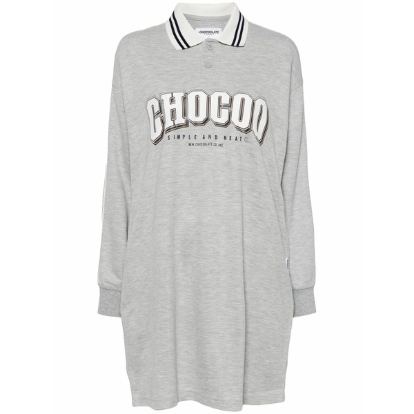 黒茶 レディース 衣裳 トップス Logo-print sweatshirt dress Grey