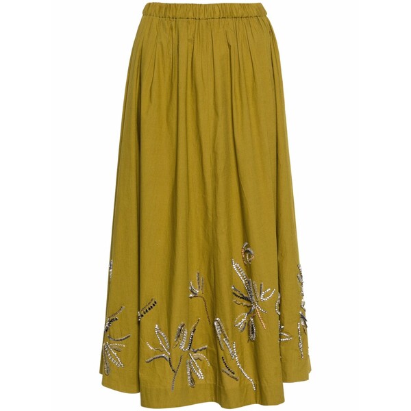 フォルテ フォルテ レディース スカート ボトムス Crystal-embellished flared midi skirt Green