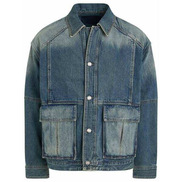 ジュン・ジー メンズ ジャケット&ブルゾン アウター Panelled denim jacket Blue|asty