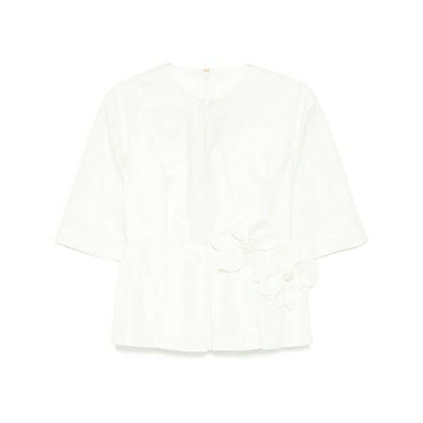 エリー サーブ レディース シャツ トップス Poplin blouse Neutrals｜asty