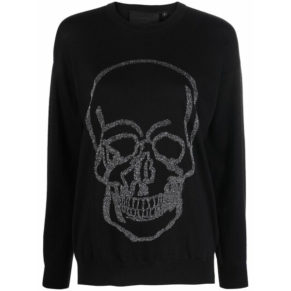 フィリッププレイン レディース ニット&セーター アウター Skull-print jumper Black｜asty