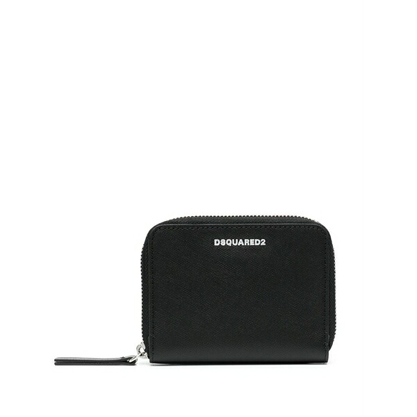 ディースクエアード メンズ 財布 アクセサリー Logo-stamp zip-around wallet Black｜asty