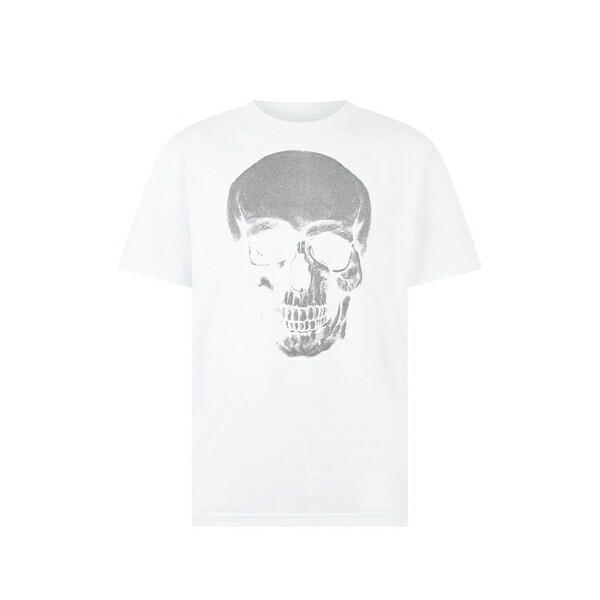 フィリップ飾り気の無い メンズ ティーシャツ トップス Glitter skull round neck t-shirt White メンズファッション-Tシャツ・カットソー