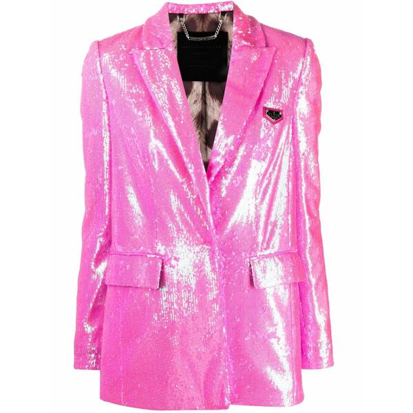 フィリップ飾り気の無い レディース 上衣＆上衣 アウター Sequin-embellished single-breasted blazer Pink