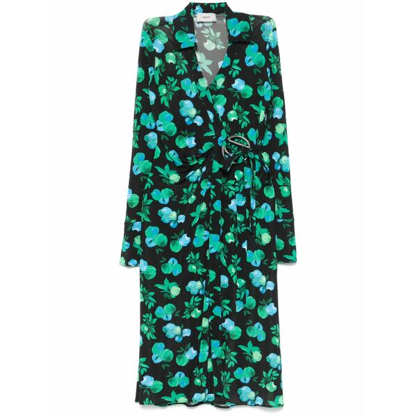 コペルニ レディース ワンピース トップス C-logo print wrap dress Black｜asty
