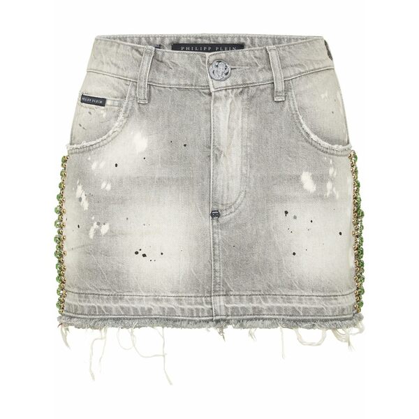 フィリップ飾り気の無い レディース スコート ボトムス Crystal-embellished mini skirt Grey