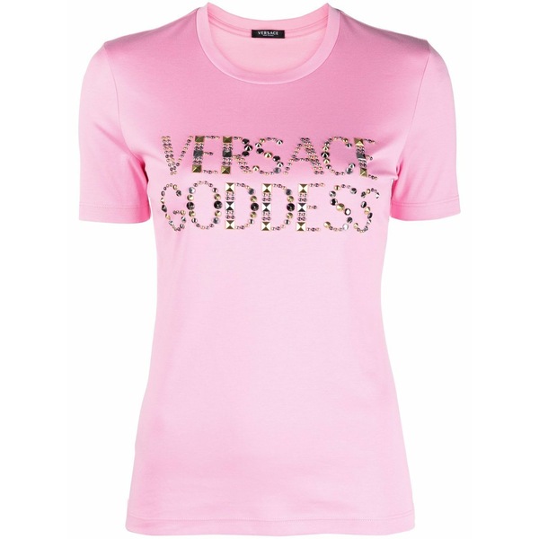 ヴェルサーチ レディース ティーシャツ トップス Logo-embellished t-shirt Pink